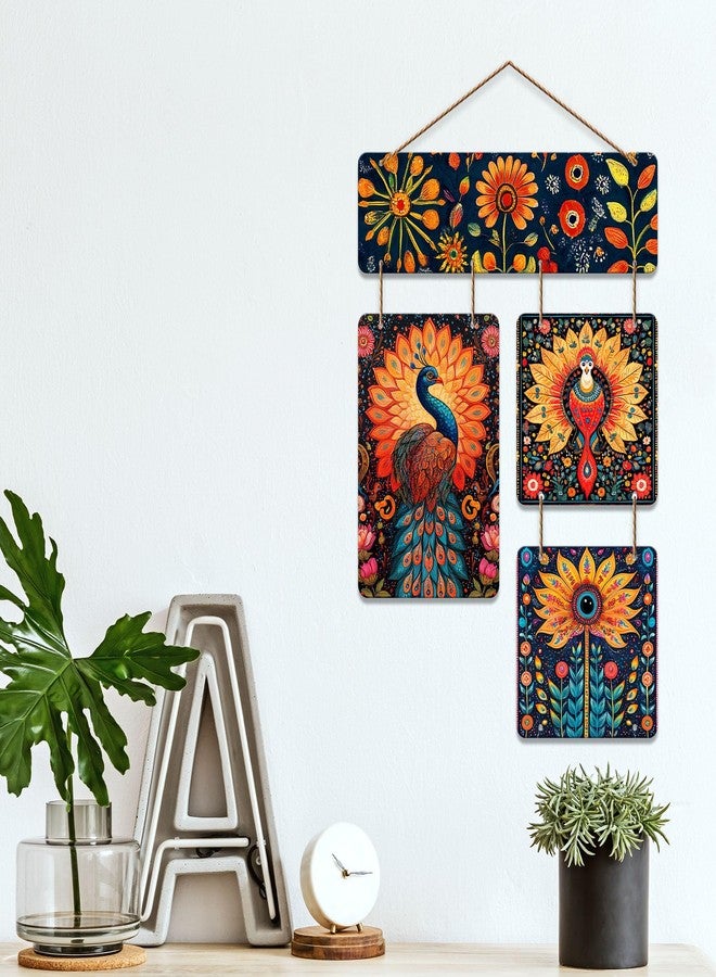 Artvibes Artistic Peacock Theme Floral Art Wooden Art Decoration Item for Home | Living Room | Office | Wall Art Painting For Hall | Graphic Artwork | Wall Illustrations | Gift Items (WH_6522N) - Image 3